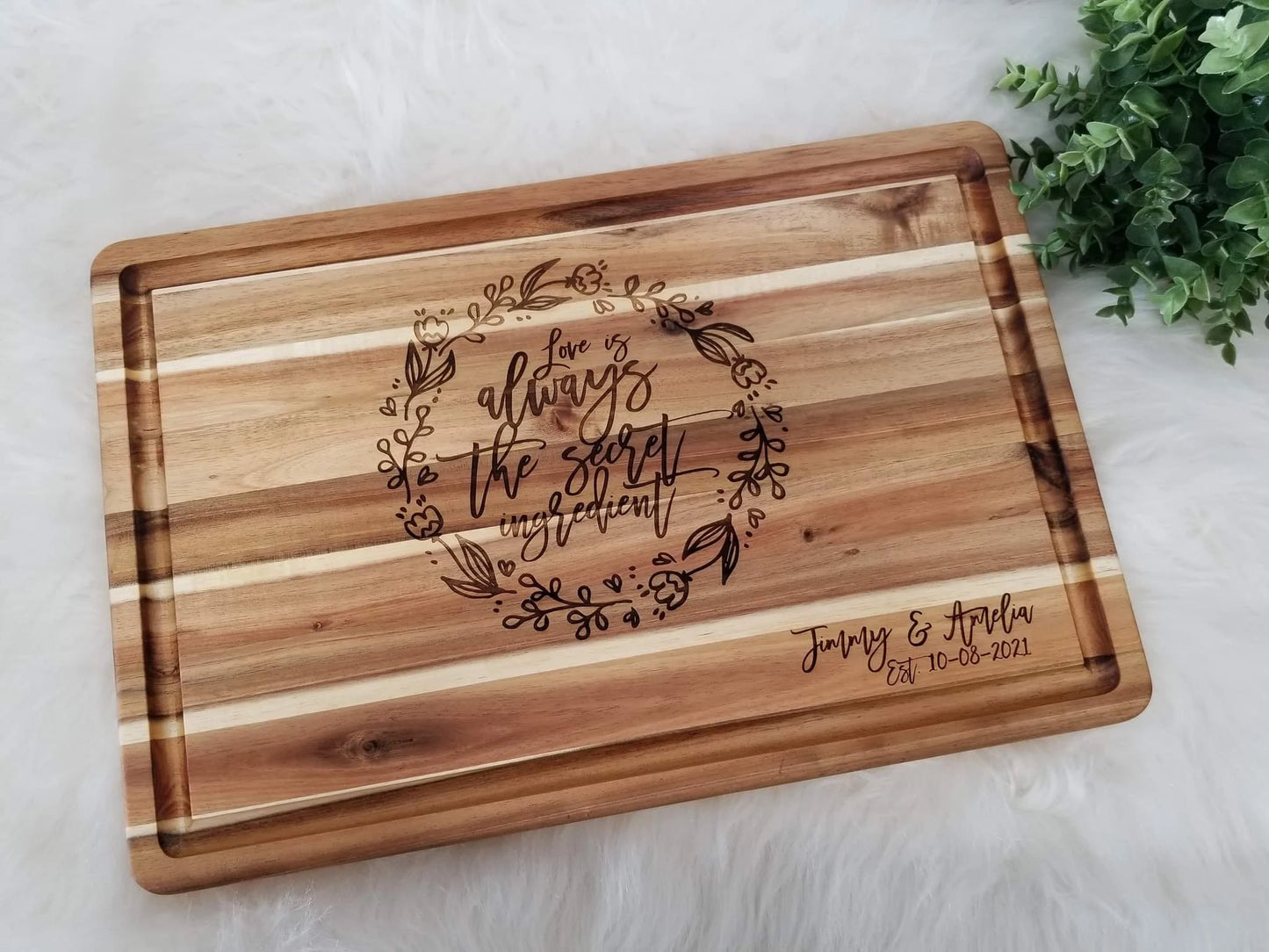 Personalized Chopping Block - Acadia Wood, Personalized Cutting Board, Engraved Cutting Board, wedding gift, realtor gift, new home gift