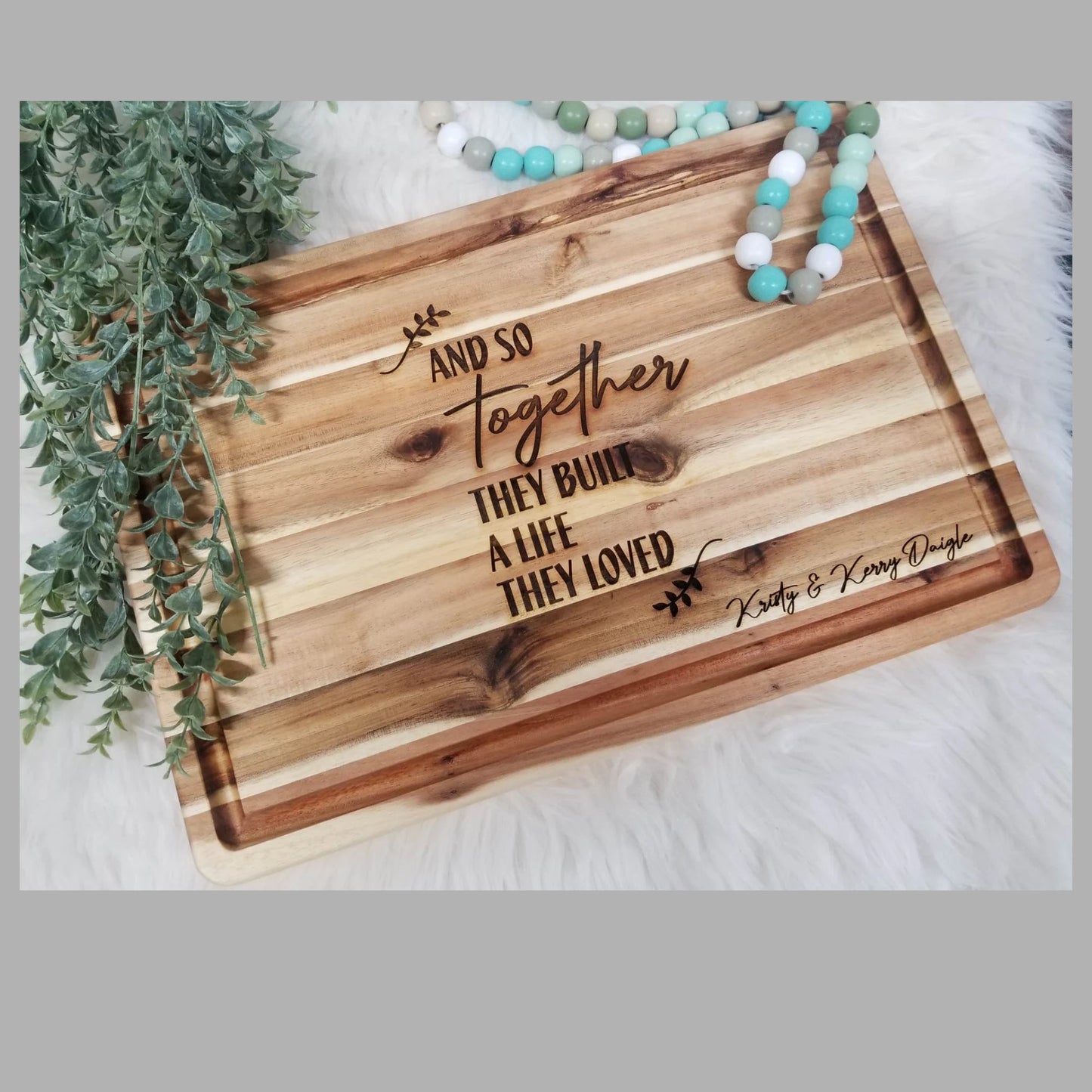 Personalized Chopping Block - Acadia Wood, Personalized Cutting Board, Engraved Cutting Board, wedding gift, realtor gift, new home gift