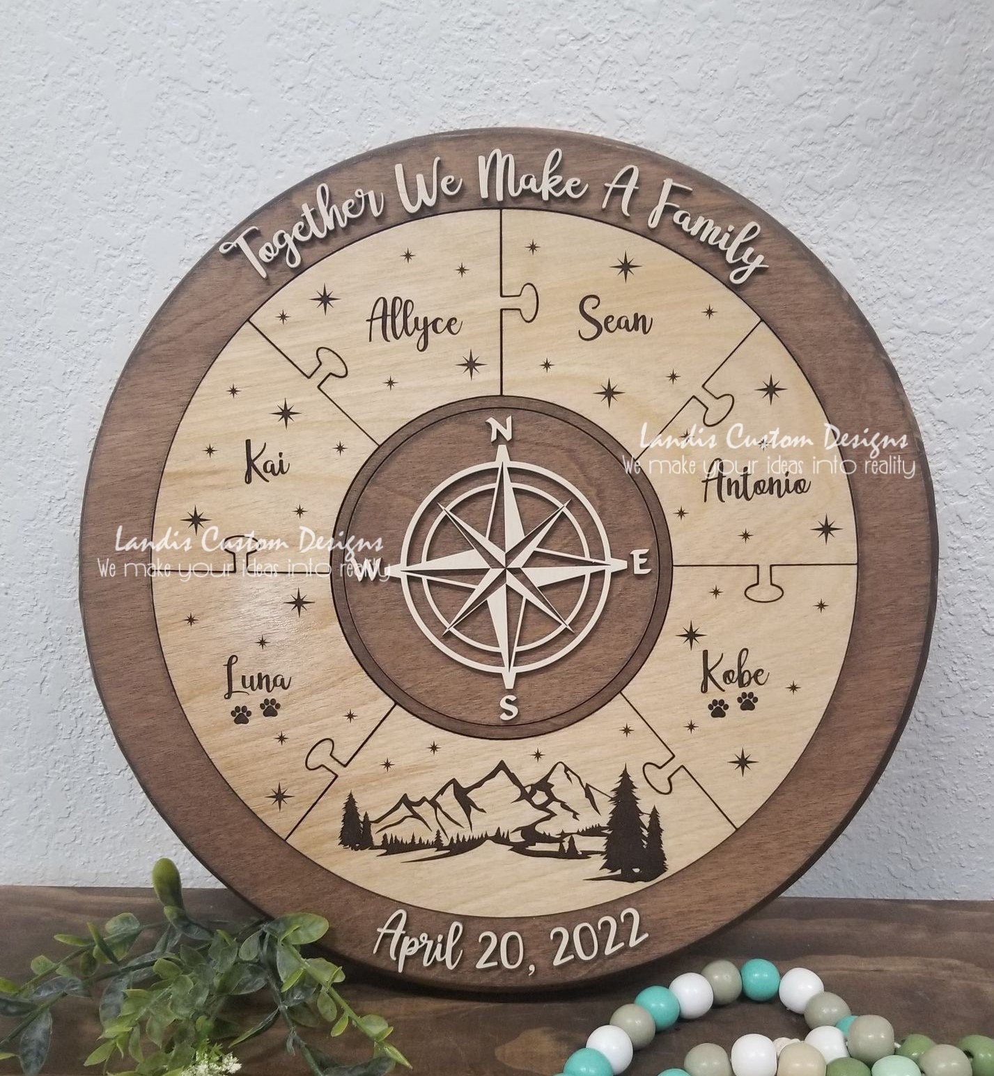 Unity Puzzle, Blended Family Puzzle, Unity Alternative, Wedding Puzzle Unity Ceremony, Personalized Puzzle, Center Compass Puzzle