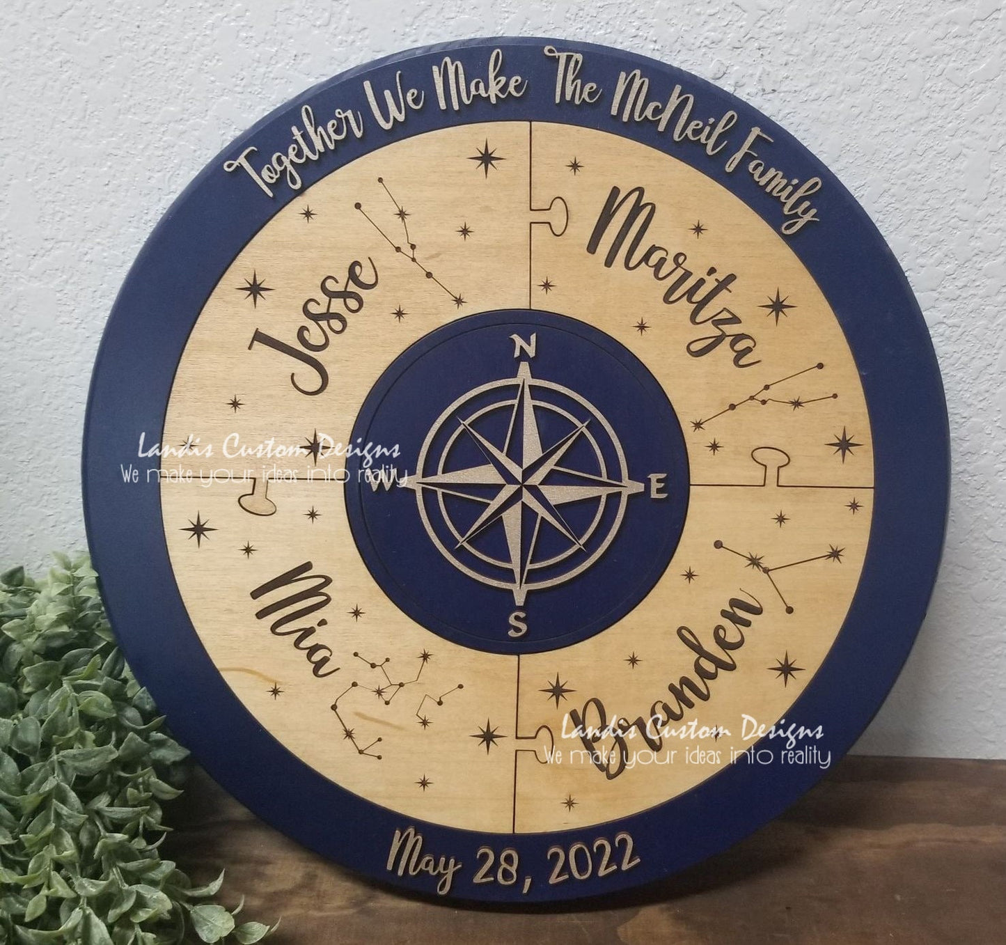 Unity Puzzle, Blended Family Puzzle, Unity Alternative, Wedding Puzzle Unity Ceremony, Personalized Puzzle, Center Compass Puzzle