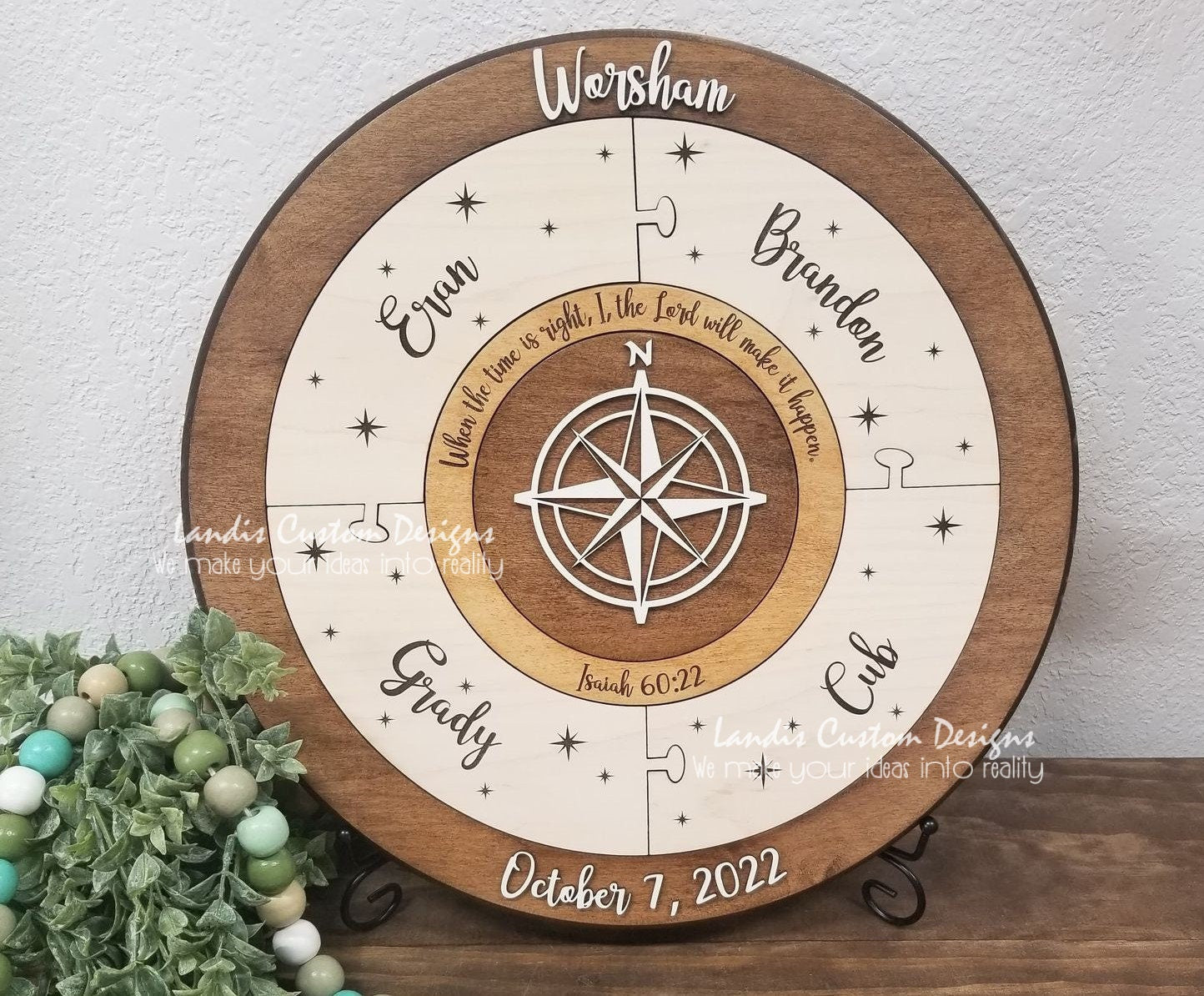 Unity Puzzle, Blended Family Puzzle, Unity Alternative, Wedding Puzzle Unity Ceremony, Personalized Puzzle, Center Compass Puzzle