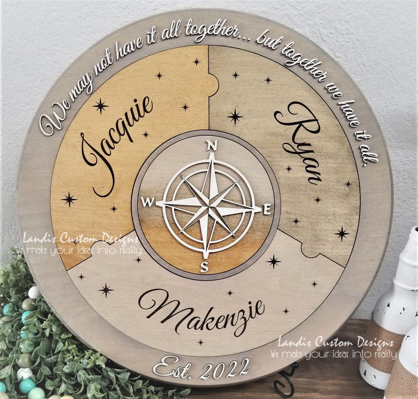 Unity Puzzle, Blended Family Puzzle, Unity Alternative, Wedding Puzzle Unity Ceremony, Personalized Puzzle, Center Compass Puzzle