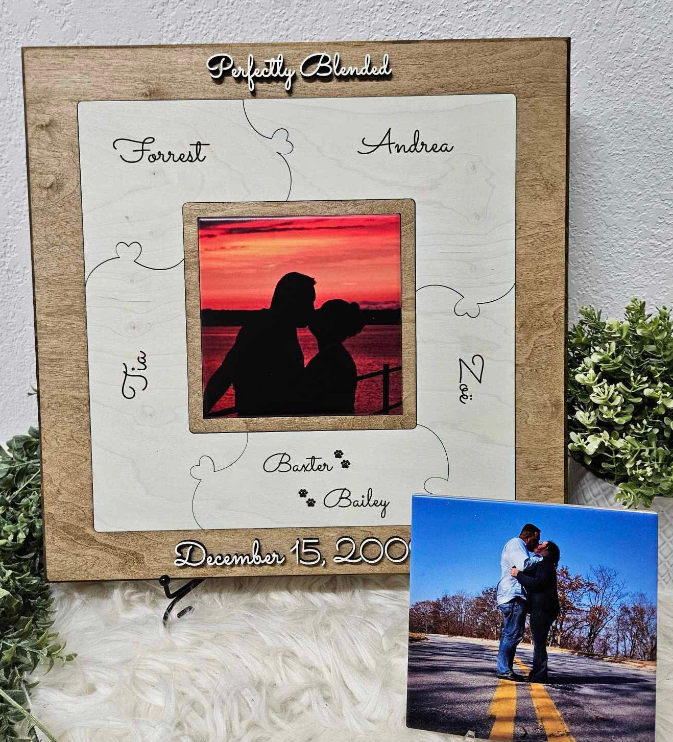 Unity Puzzle with interchangeable picture middle printed on tile, blended family, Unity Alternative, Unity Ceremony, Family puzzle, Custom