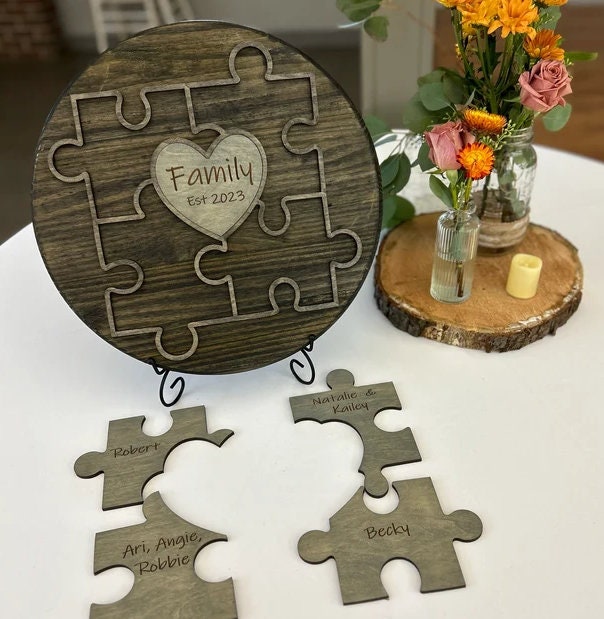 Unity Ceremony Puzzle, Rustic style puzzle, removable puzzle pieces, blended family, Wedding gift for the couple, great Christmas gift