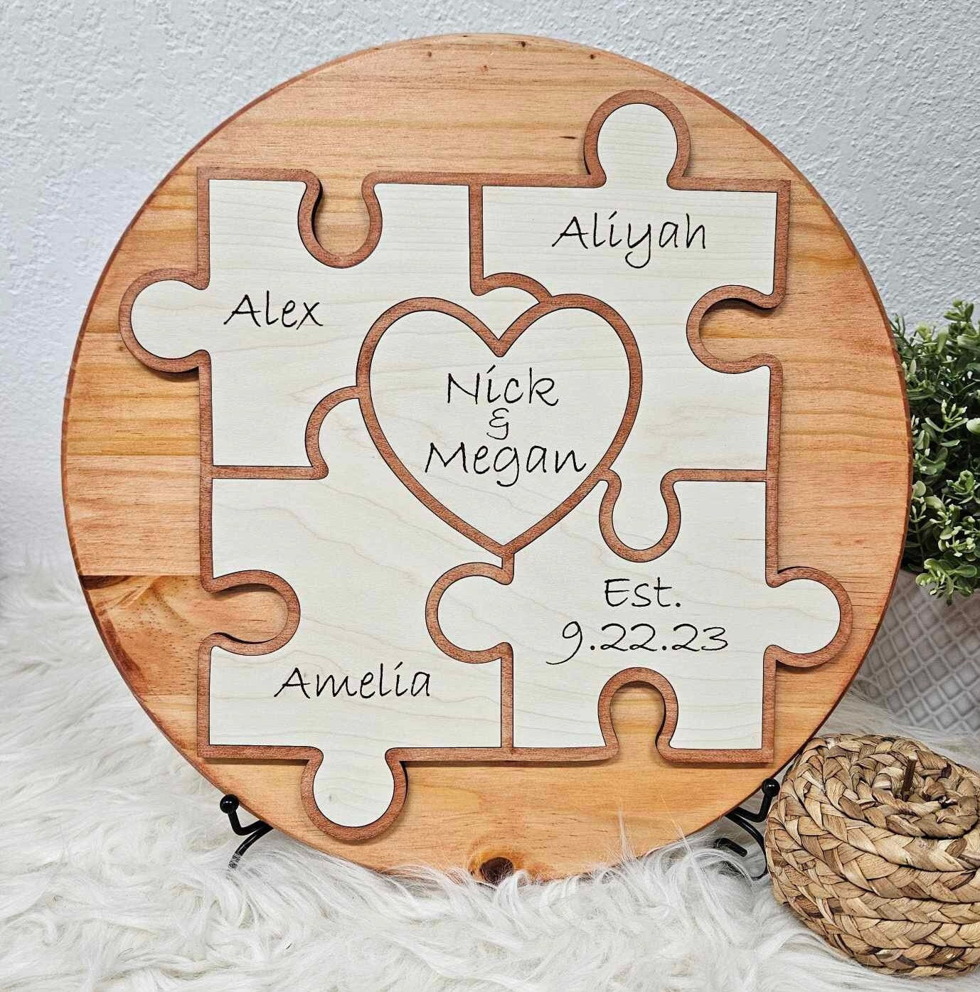 Unity Ceremony Puzzle, Rustic style puzzle, removable puzzle pieces, blended family, Wedding gift for the couple, great Christmas gift