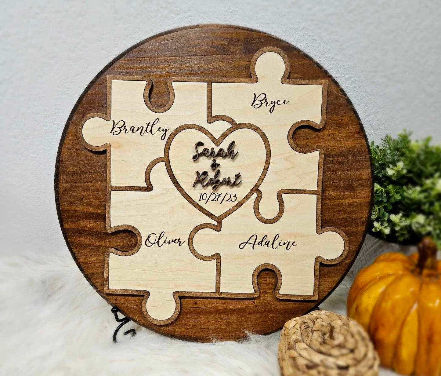 Unity Ceremony Puzzle, Rustic style puzzle, removable puzzle pieces, blended family, Wedding gift for the couple, great Christmas gift